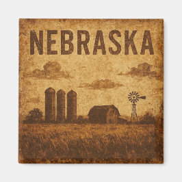 Distressed Grunge Nebraska Magneet