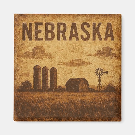 Distressed Grunge Nebraska Magneet (Voorkant)