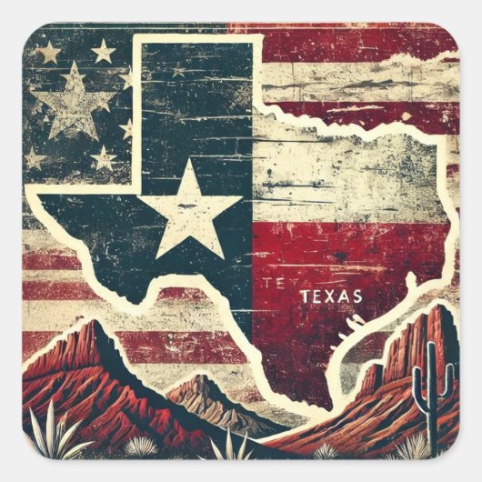 Distressed Grunge Texas Vierkante Sticker (Voorkant)
