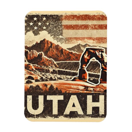 Distressed Grunge Utah Magneet (Verticaal)