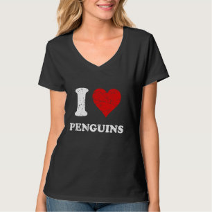 Distressed grunge versleten stijl Ik hou van pingu T-shirt