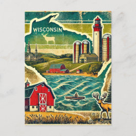 Distressed Grunge Wisconsin Briefkaart