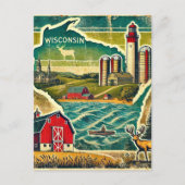 Distressed Grunge Wisconsin Briefkaart (Voorkant)
