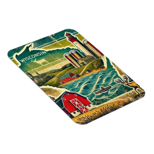 Distressed Grunge Wisconsin Magneet (Rechterzijde)