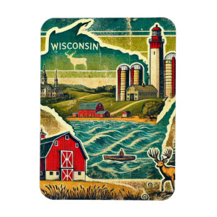 Distressed Grunge Wisconsin Magneet