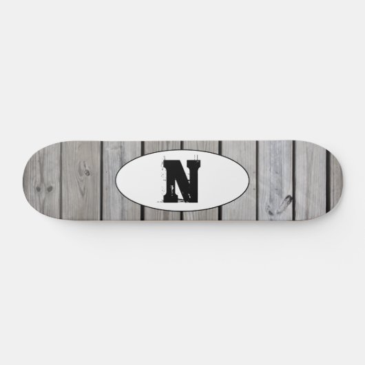 Distressed Grunge Wood Grain Monogram Persoonlijk Skateboard (Horizontaal)