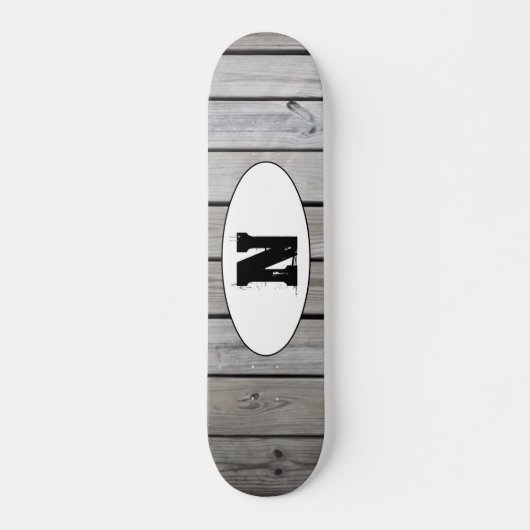 Distressed Grunge Wood Grain Monogram Persoonlijk Skateboard (Voorkant)