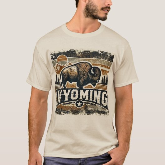 Distressed Grunge Wyoming T-shirt (Voorkant)