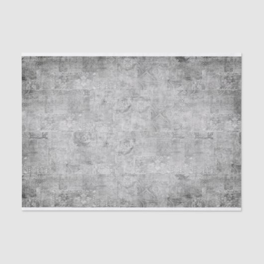 Distressed Grungy Grey Collage Pattern Tissuepapier (Voorkant)