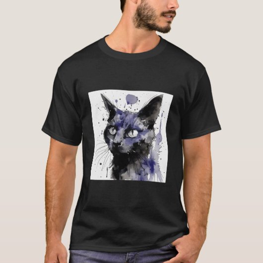 Distressed Grungy Punky Graffiti Cat V T-shirt (Voorkant)