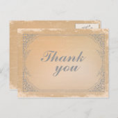Distressed gunmetal grijs  scroll bedankt briefkaart (Voorkant / Achterkant)