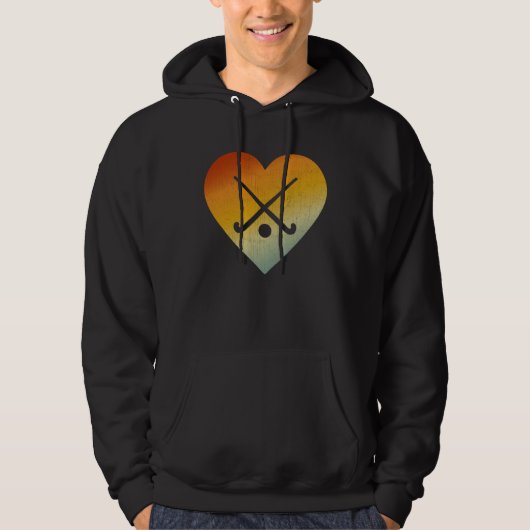 Distressed Heart Retro Style Men Women Hockey Play Hoodie (Voorkant)
