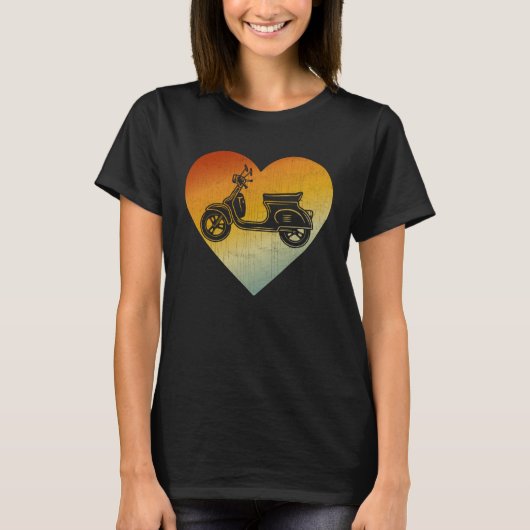 Distressed Heart Retro Style Men Women Scooters T-shirt (Voorkant)