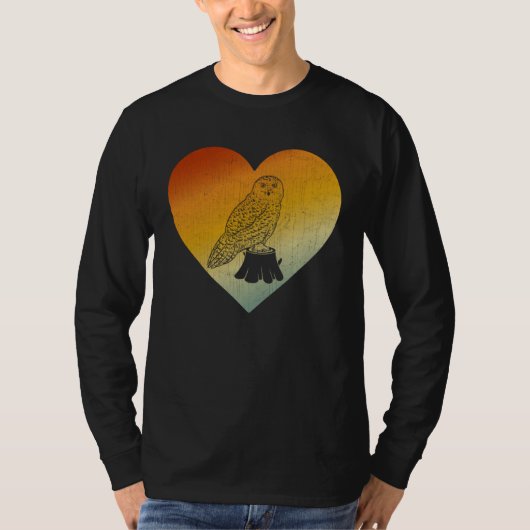 Distressed Heart Retro Style Men Women Snowy Owl T-shirt (Voorkant)