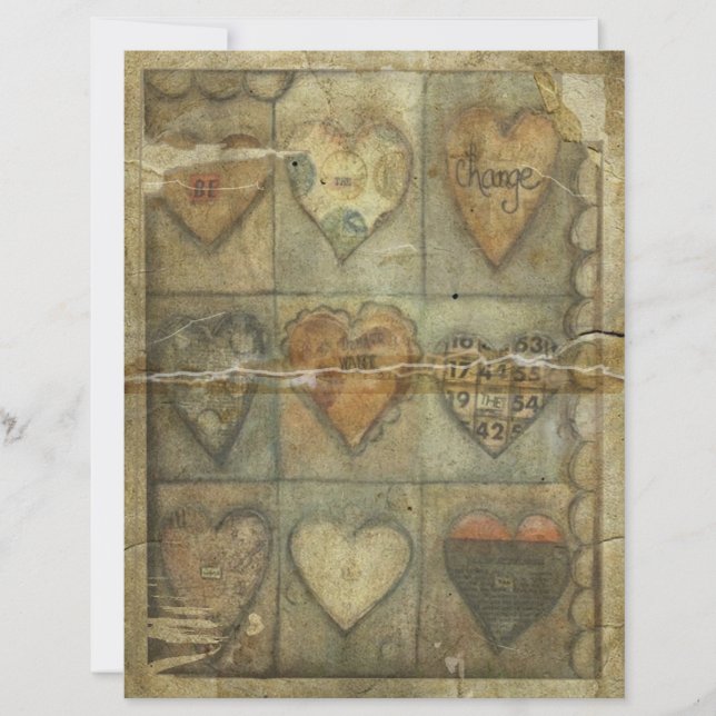 Distressed Hearts Scrapbook Paper (Voorkant)