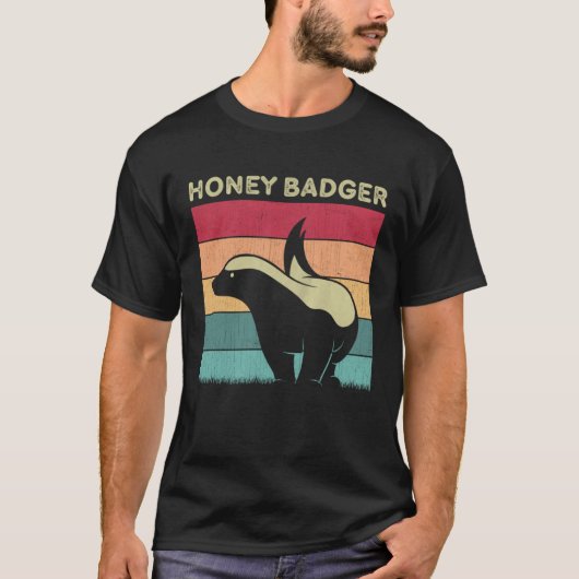 Distressed Honey Badger Lover Boys Girls Retro Hon T-shirt (Voorkant)