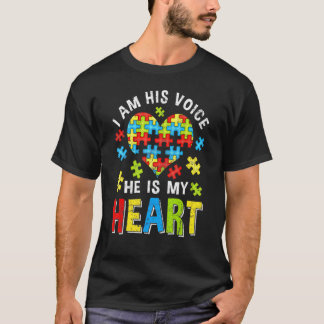 Distressed I Am His Voice He Is My Heart Autism Aw T-shirt