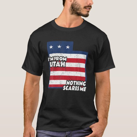 Distressed I'm From Utah Home State UT Nothing Sca T-shirt (Voorkant)
