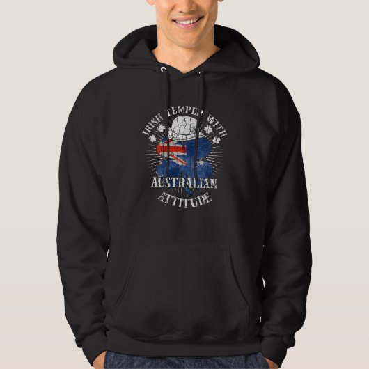 Distressed Irish Australian Attitude Patriotic Sha Hoodie (Voorkant)