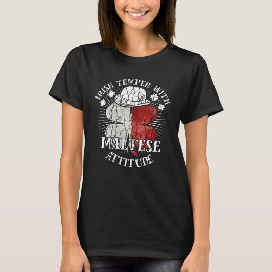 Distressed Irish Maltese Attitude Patriotic Shamro T-shirt (Voorkant)
