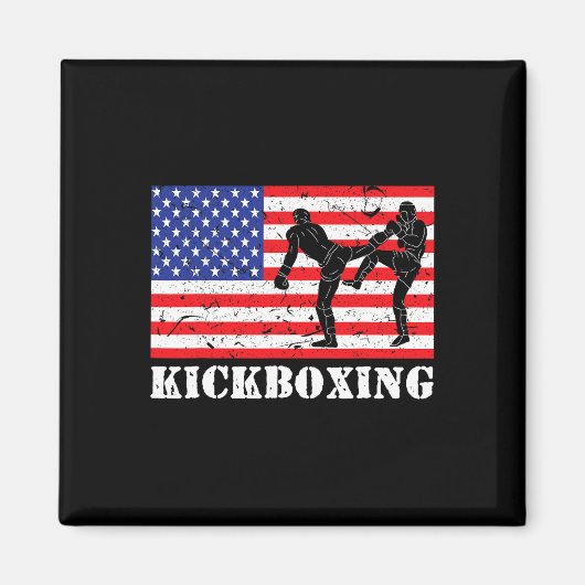 Distressed Kickboxing Usa American Flag Vintage Mm Magneet (Voorkant)