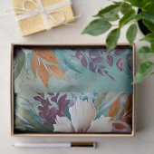 Distressed Kleurrijke Bloemen op Blauw Beige Wit Tissuepapier (Geschenk)