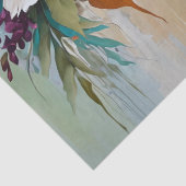 Distressed Kleurrijke Bloemen op Blauw Beige Wit Tissuepapier (Detail)