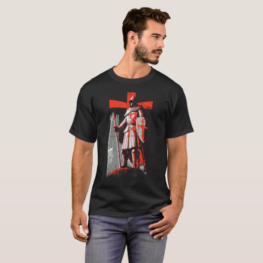 Distressed Knights Templar Crusader Cross Soldier T-shirt (Voorkant volledig)