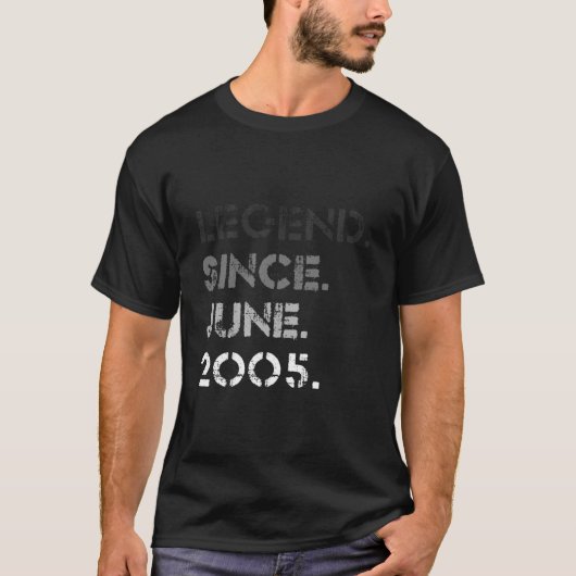 Distressed Legend Since June 2005 18Th Bday 18 T-shirt (Voorkant)