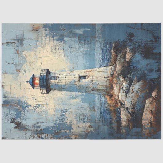 Distressed Lighthouse Schilderij Decoupage Tissuepapier (Voorkant)