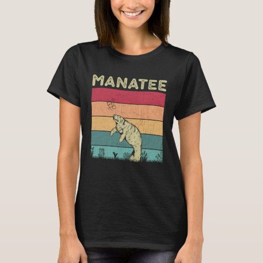 Distressed Manatee Lover Boys Girls Retro Style Ma T-shirt (Voorkant)