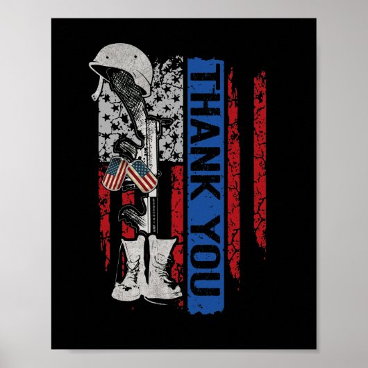 Distressed Memorial Day Flag Military Boots Dog Poster (Voorkant)