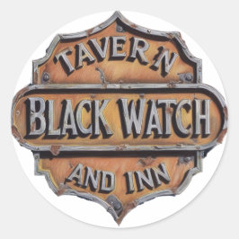Distressed Metal Sign voor Black Watch Tavern & In Ronde Sticker
