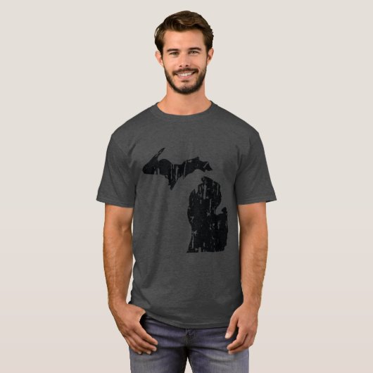 Distressed Michigan State Outline Oversized T-shirt (Voorkant volledig)