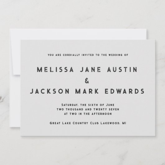Distressed Minimalism Stone Grey Wedding Kaart (Voorkant)