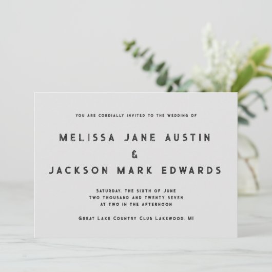 Distressed Minimalism Stone Grey Wedding Kaart (Staand voorkant)