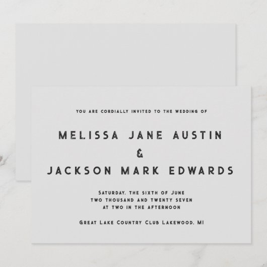 Distressed Minimalism Stone Grey Wedding Kaart (Voorkant / Achterkant)