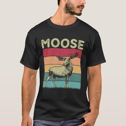Distressed Moose Lover Boys Girls Retro Style Moos T-shirt (Voorkant)