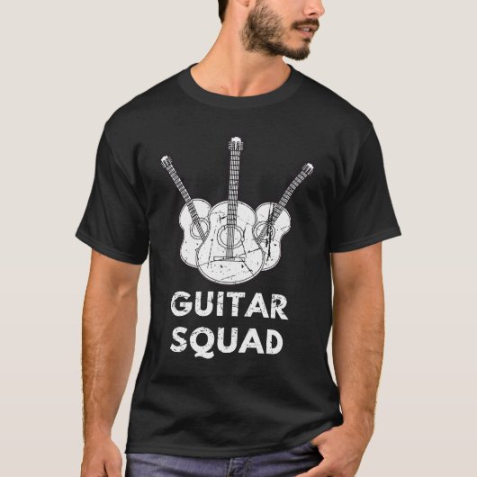 Distressed Musician Music Acoustic Guitar Squad Gu T-shirt (Voorkant)