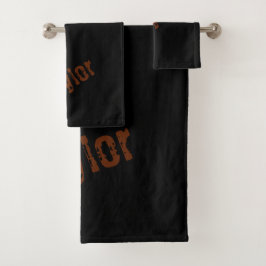 Distressed Name Bath Towels (Black & Rust) Bad Handdoek