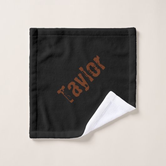 Distressed Name Bath Towels (Black & Rust) Bad Handdoek (Wasdoekje)