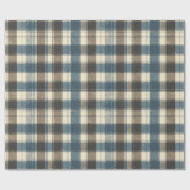 Distressed Navy and Taupe Plaid for Father’s Day Cadeaupapier
