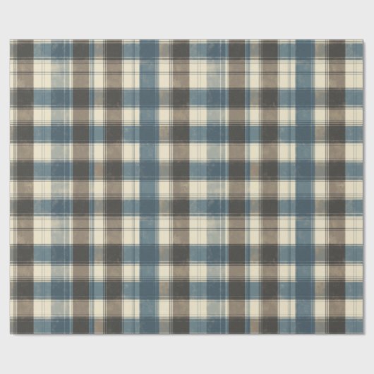 Distressed Navy and Taupe Plaid for Father’s Day Cadeaupapier (Vlak)