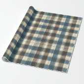 Distressed Navy and Taupe Plaid for Father’s Day Cadeaupapier (Uitgerold)