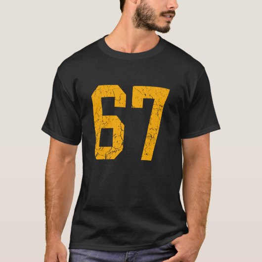 Distressed Orange Number 67 Jersey Player Uniform  T-shirt (Voorkant)