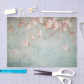 Distressed Pale Pink Floral Branches on Side of Tissuepapier (Craft)