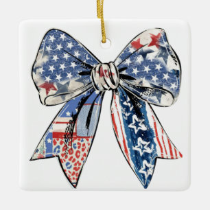 Distressed Patriotic Bow – Vlag van de Verenigde S Keramisch Ornament