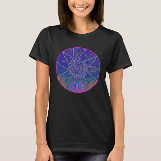 Distressed Peace Mandala Circle of Enlightenment T-shirt (Voorkant)