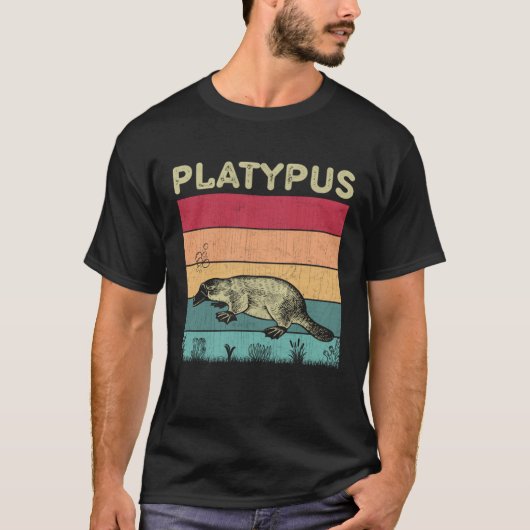Distressed Platypus Lover Boys Girls Retro Style P T-shirt (Voorkant)