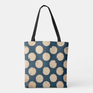 Distressed Polka Dot Pattern in Marine en Beige Tote Bag
